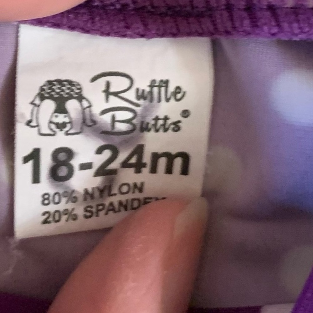 Ruffle Butts Purple and White Polka Dot Swim Shirt Rashguard-Size 18-24 Months - Picture 2 of 5